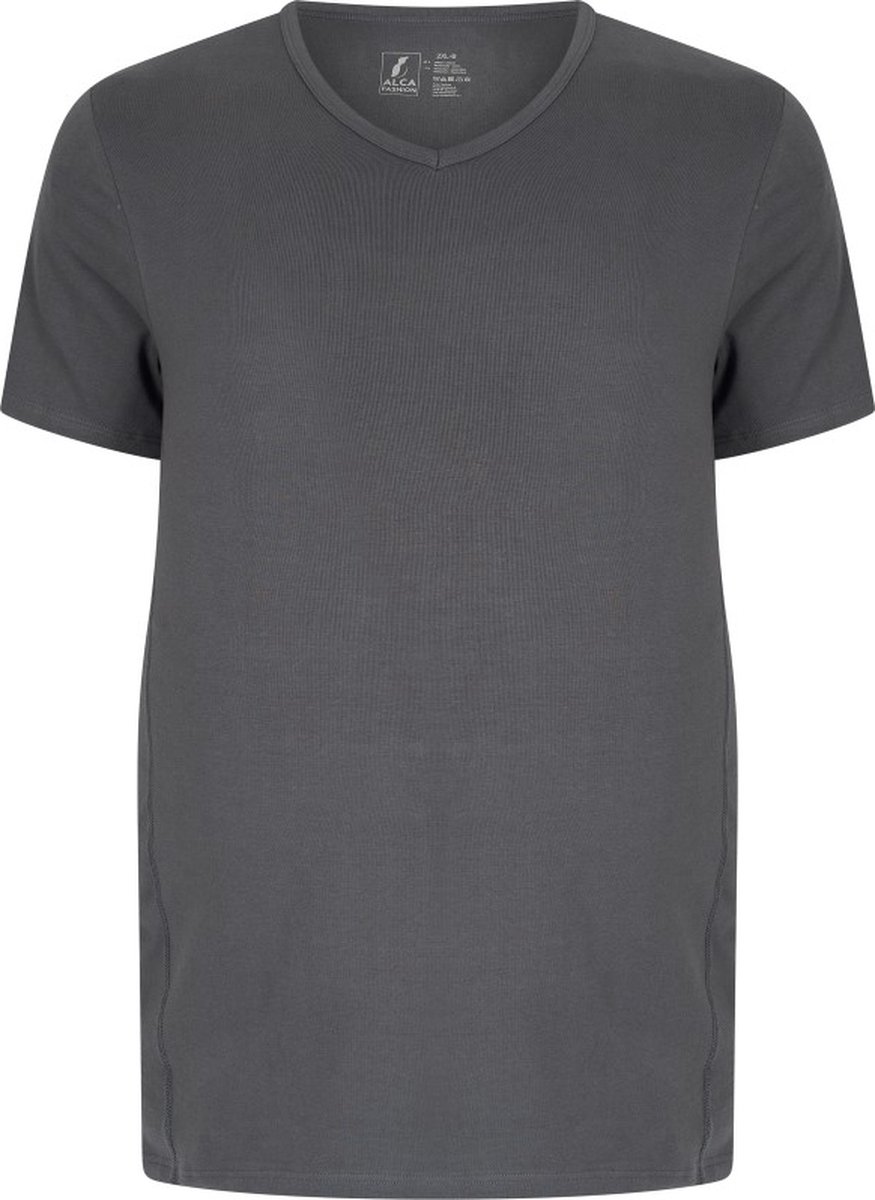 1XL 2pack T-shirt heren V-hals grijs | Grote maten V-hals T-shirt | Buikmaat 120 -128 cm buikomvang | XL - 1XL