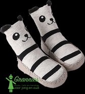 Grannies -Panda - Babyslofjes Katoen - Antislip - Sokjes - Dreumes Sloffen - 12 tot 18 Maanden - Jongens en Meisjes