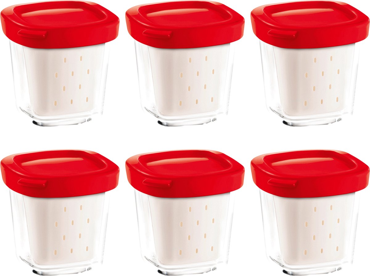SEB - GLAZEN POTJES YOGHURTBEREIDER - SET 6ST - XF100501