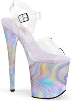 Pleaser - FLAMINGO-808CRF Sandaal met enkelband, Paaldans schoenen - US 8 - 38 Shoes - Multicolours/Transparant