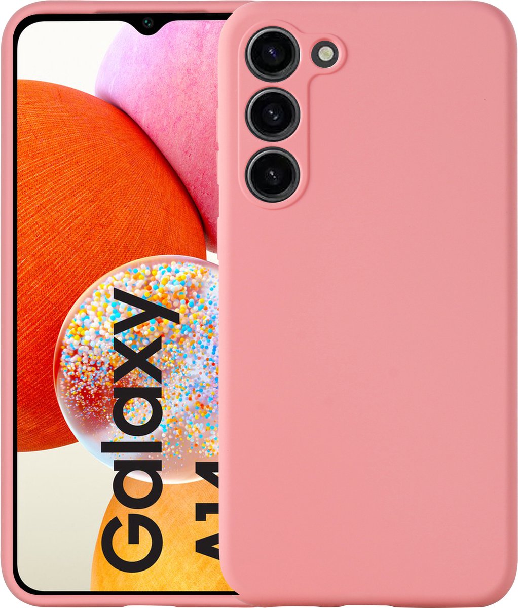 Arara Hoesje geschikt voor Samsung Galaxy A14 hoesje - Zacht TPU backcover - binnenkant microvezel laagje - Roze