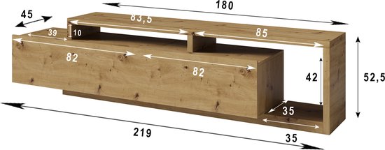 Furniture Square - Meuble TV TRON - Chêne - 219 cm - Meuble TV de Luxe