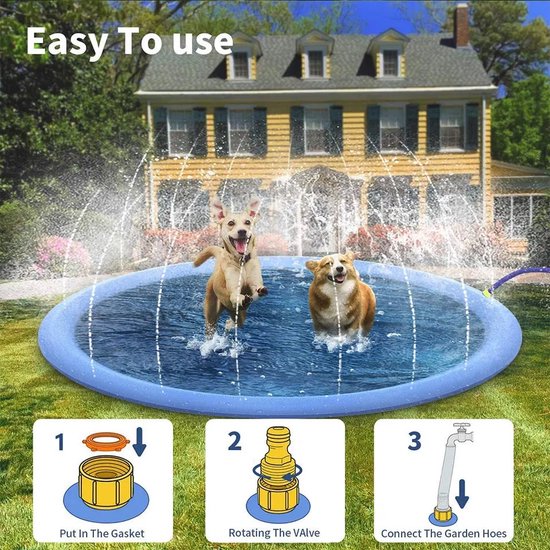 Hondenzwembad - Sproeimat voor honden - Watersproeier 150 cm - Zwembad voor Hond - Hondenverkoeling