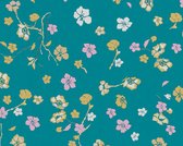 KLEINE BLOEMETJES BEHANG | Botanisch - turquoise roze geel groen wit - A.S. Création House of Turnowsky