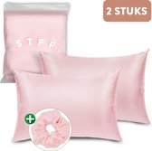 STFF & Co® Satijnen Kussensloop – 2 Stuks – Anti Age Silk – Zijden Zacht – Satijn Haarverzorging – Krullend Haar Producten – Huidverzorging – Curly Girl Producten – 60x70 cm – Roze