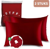 STFF & Co® Satijnen Kussensloop – 2 Stuks – Anti Age Silk – Zijden Zacht – Satijn Haarverzorging – Curly Girl Producten – 60x70 cm – Rood