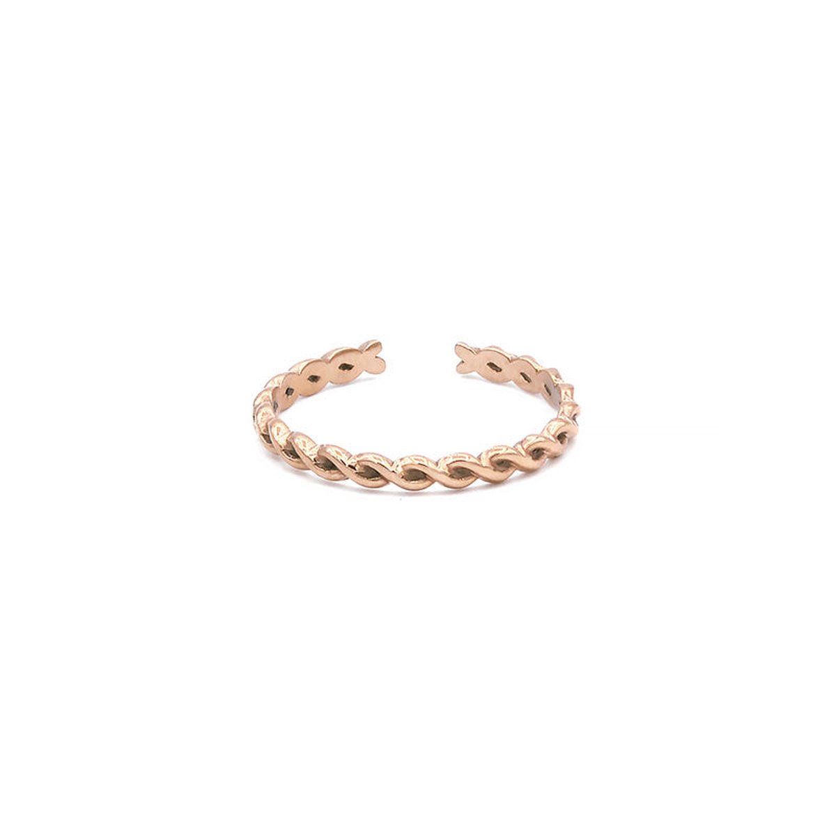 Mint15 Verstelbare ring 'Twisted' - Roségoud RVS/Stainless Steel