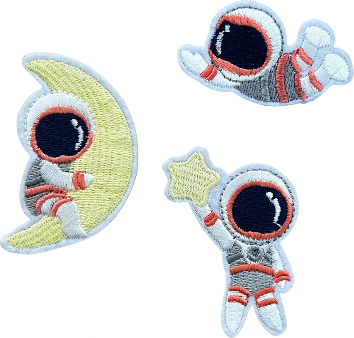 Astronaut Ruimte strijk embleem - patch - patches - stof & strijk applicatie [carnaval] [set]