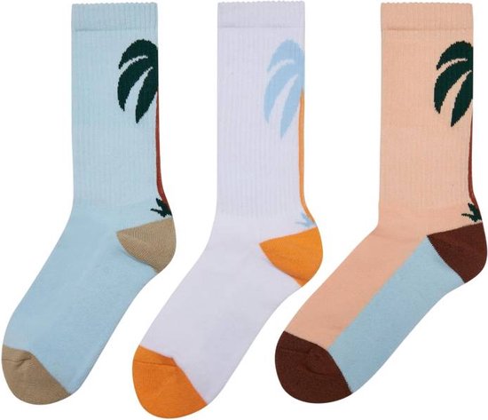 Mister Tee - Fancy Palmtree 3-Pack Sokken - 35/38 - Multicolours