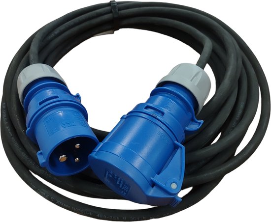 NWP Schuko verlengkabel 2,5 m rubberen kabel - 3 x 2,5 mm² H07RN-F - IP54 - stroomkabel voor bouwplaats, tuin, industrie, markten, buiten