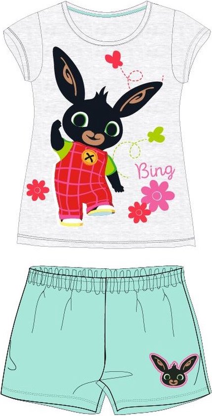 Bing Bunny shortama / pyjama meisjes bloemen katoen groen maat 92