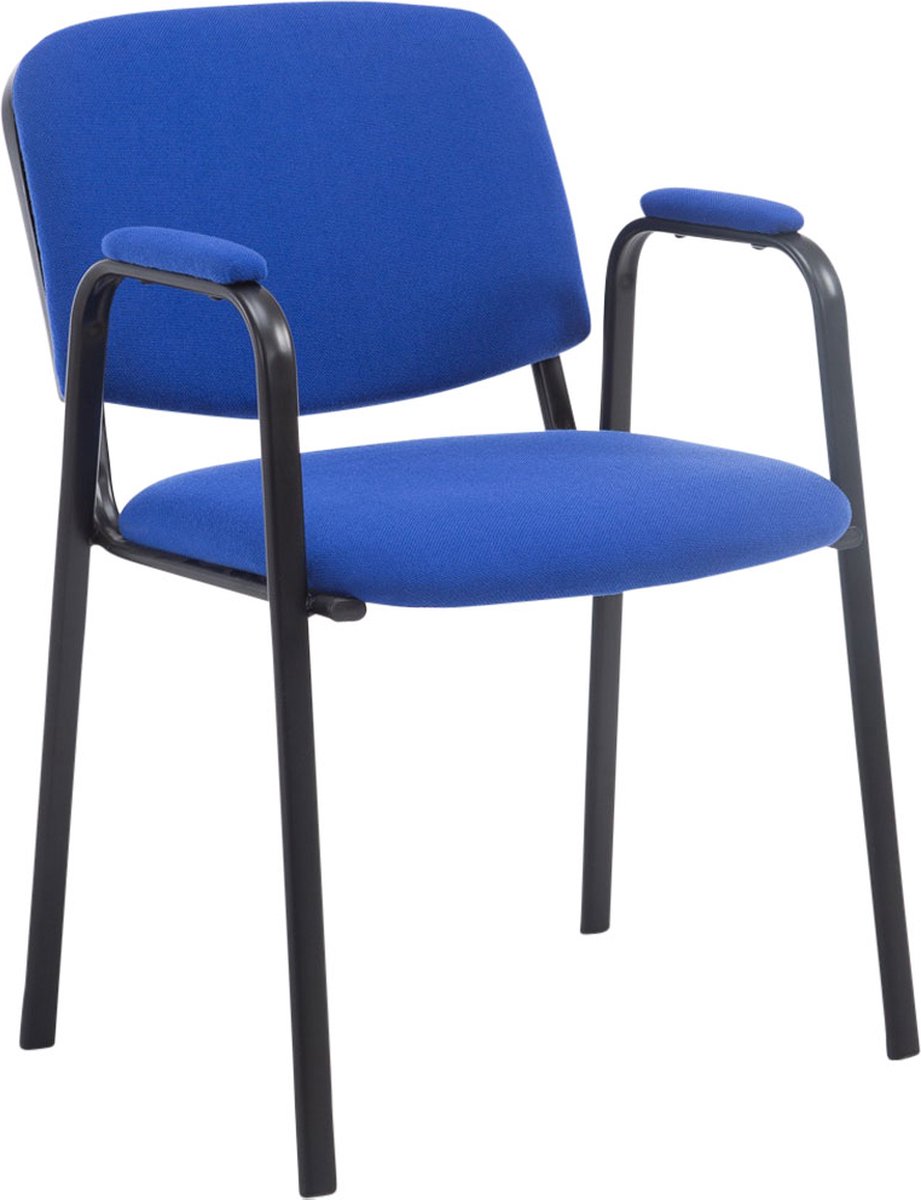 Bezoekersstoel - Eetkamerstoel - Gerolt - Blauwe stof - zwart frame - comfortabel - modern design - set van 1 - Zithoogte 47 cm - Deluxe