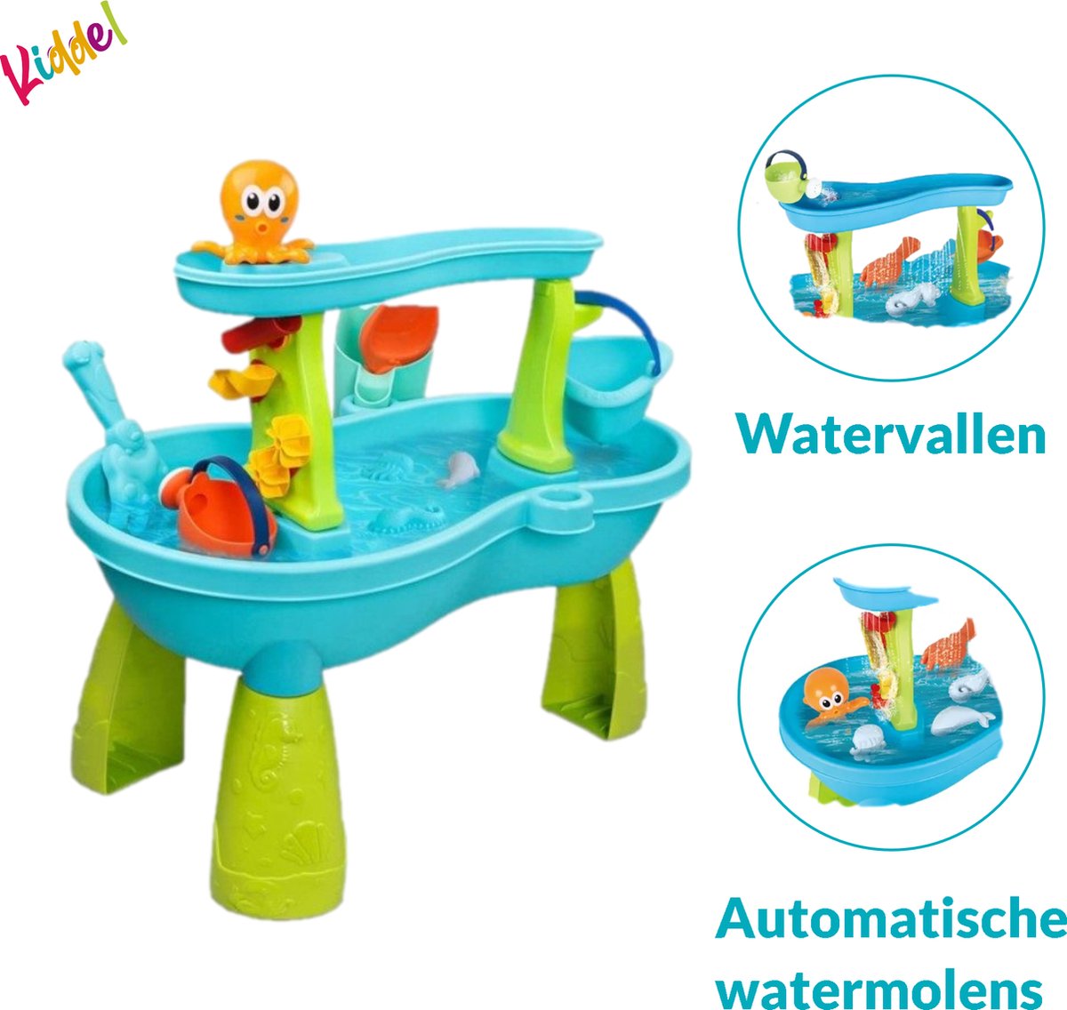 Kiddel 3-in-1 Watertafel, Zandtafel & Speeltafel – Inclusief Accessoires – Educatief Buitenspeelgoed voor Kinderen – Zomer Speelgoed voor Jongens & Meisjes vanaf 3 Jaar — afbeelding 5