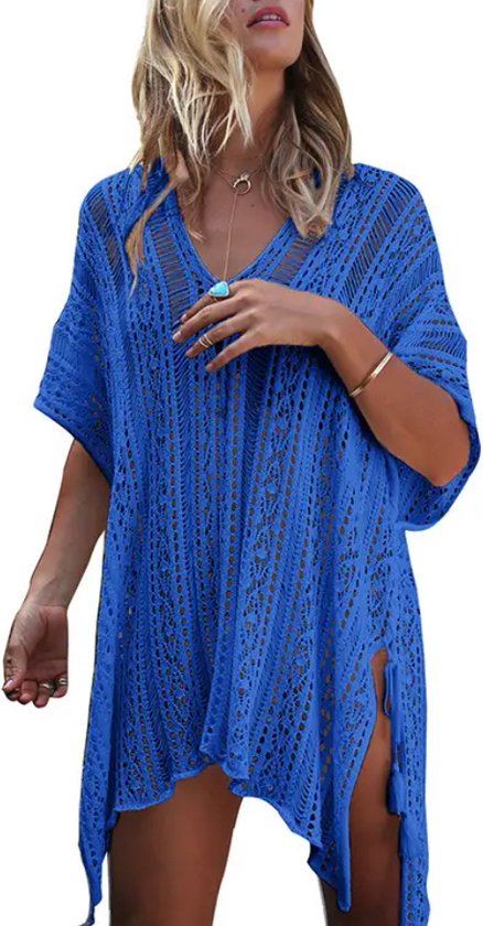 ASTRADAVI Robe Paréo - Robe Paréo Beachwear - Belle Tenue de Plage pour Femme avec Crochet - Bleu Royal