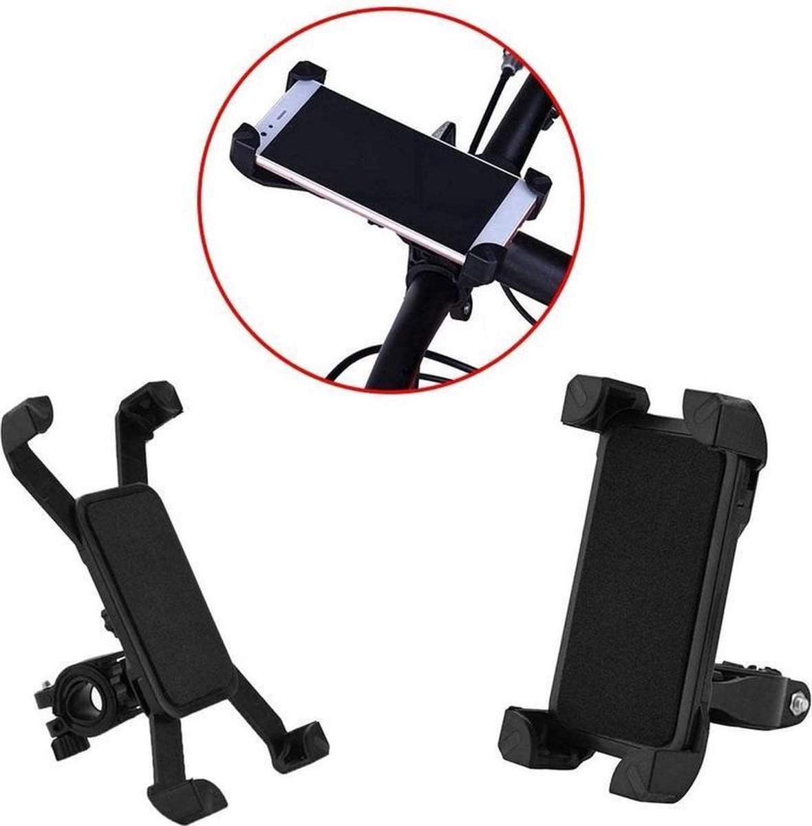 TRACKFORCE EH Set - Quicklock Fiets- en Motorfiets-Telefoonhouder met Trillingsdemping | compatibel met elk stuur | inclusief case voor iPhone X/XS | 360° draaibaar | Navigatie