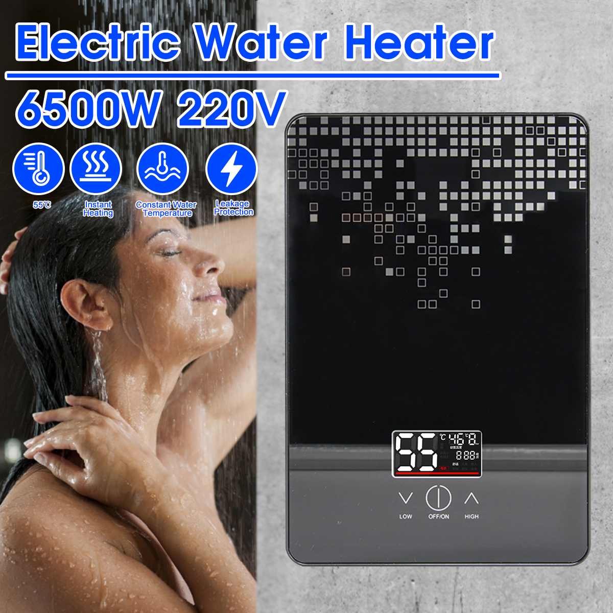 Chauffe-eau électrique numérique 6500W, eau chaude de douche