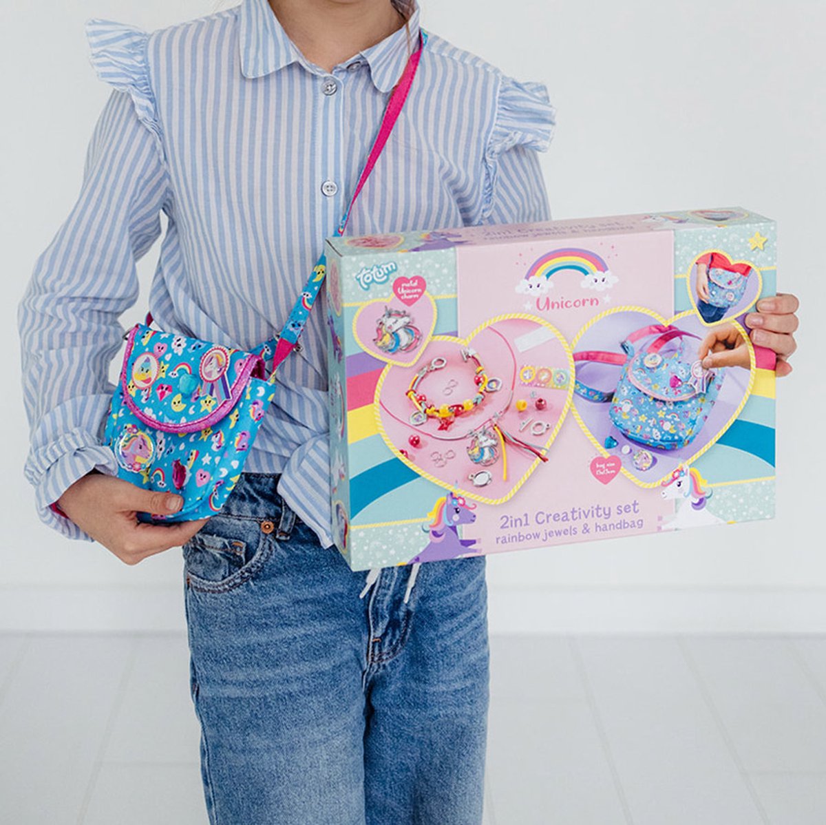 Totum Unicorn 2 in 1 knutselset armbandjes maken sieraden en tasje versieren - creatief speelgoed meisjes vanaf 4 jaar cadeau tip knutselen — afbeelding 2