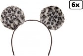 6x Diadeem pluche oren groot (95mm) panter- thema feest festival party oor dier hoofd deksel thema feest festival party