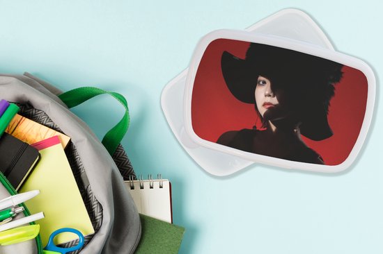 Boîte à pain Wit - Lunch box - Boîte à pain - Rouge - Femme - Zwart - Portrait - 18x12x6 cm - Adultes
