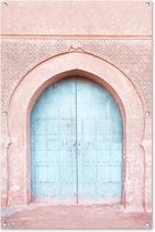 Affiche jardin - Toile jardin - Posters de jardin extérieur - Porte - Rose - Blauw - Portail - 80x120 cm - Jardin