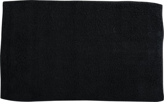 MSV Badkamerkleedje/badmat - voor op de vloer - zwart - 45 x 70 cm - polyester/katoen