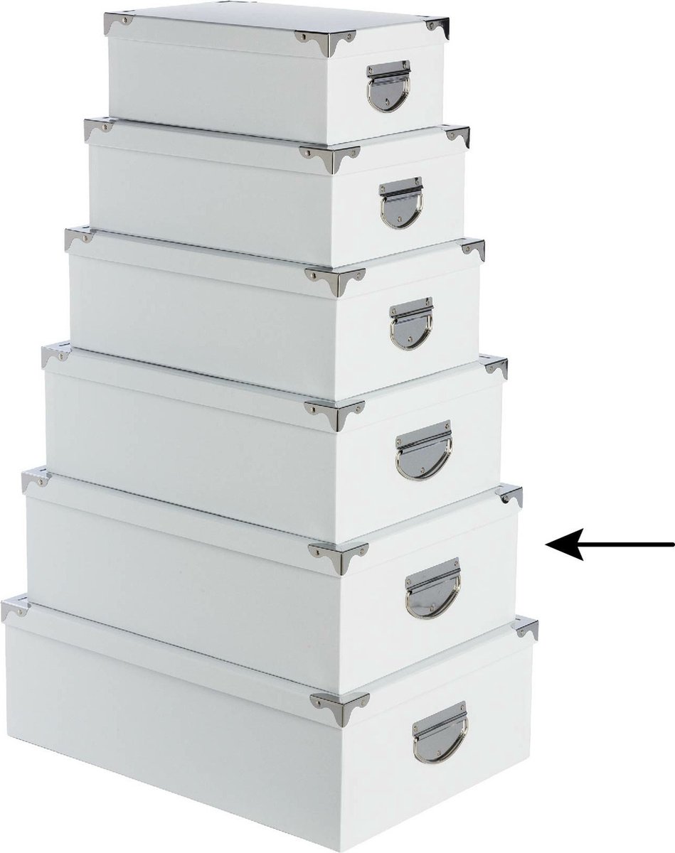 5Five Opbergdoos/box - wit - L44 x B31 x H15 cm - Stevig karton - Whitebox - Opbergbox