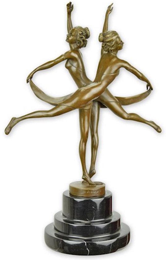 Elegant Stijlvol Bronzen Sculptuur, Dansende Vrouwen Zussen Beeld, Abstracte Kunst Beeldhouwwerk, Marmer Sokkel Vreugde Standbeeld
