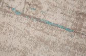 Vintage katoenen tapijt MODERN ART 240x160cm greige turquoise gewassen used look - 38762