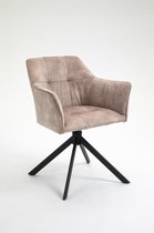 Design stoel LOFT champagne fluweel draaibaar metalen frame zwart met armleuning - 42391