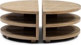 Riviera Maison Salontafel rond - Milan Coffee Table Dia 90 - Gerecycled Eikenhout, IJzer - Bruin