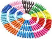Set van 50 kleine, gekleurde houten wasknijpers (35 mm)