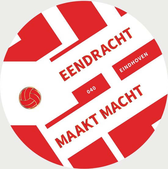 PSV Schilderij - Eendracht Maakt Macht - Voetbal - Muurcirkel - Poster - Wanddecoratie op Aluminium (Dibond) - 60x60cm - Inclusief Gratis Ophangsysteem