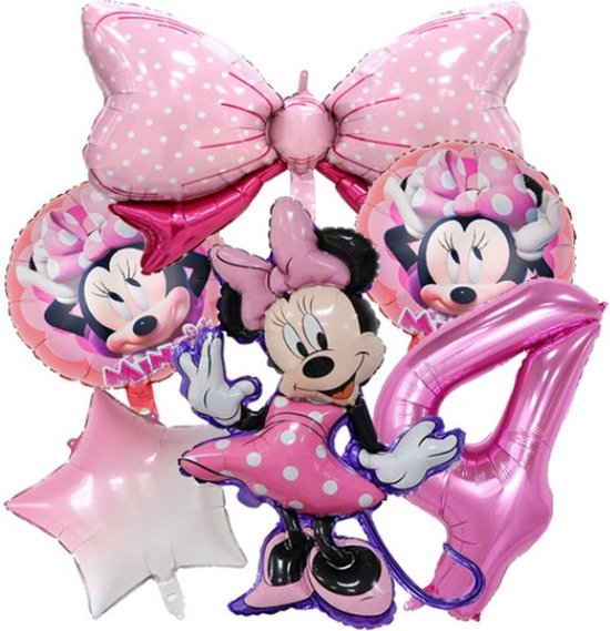 Minnie Mouse Ballonnen Set - Leeftijd: 4 Jaar - Roze Ballonnen - Kinderverjaardag - Feestversiering - Verjaardag Versiering - Mickey & Minnie Mouse - Disney Kinderfeestje - Feestpakket - Roze Verjaardag Ballonnen - MinnieMouse Ballonnen - Roze Ballon