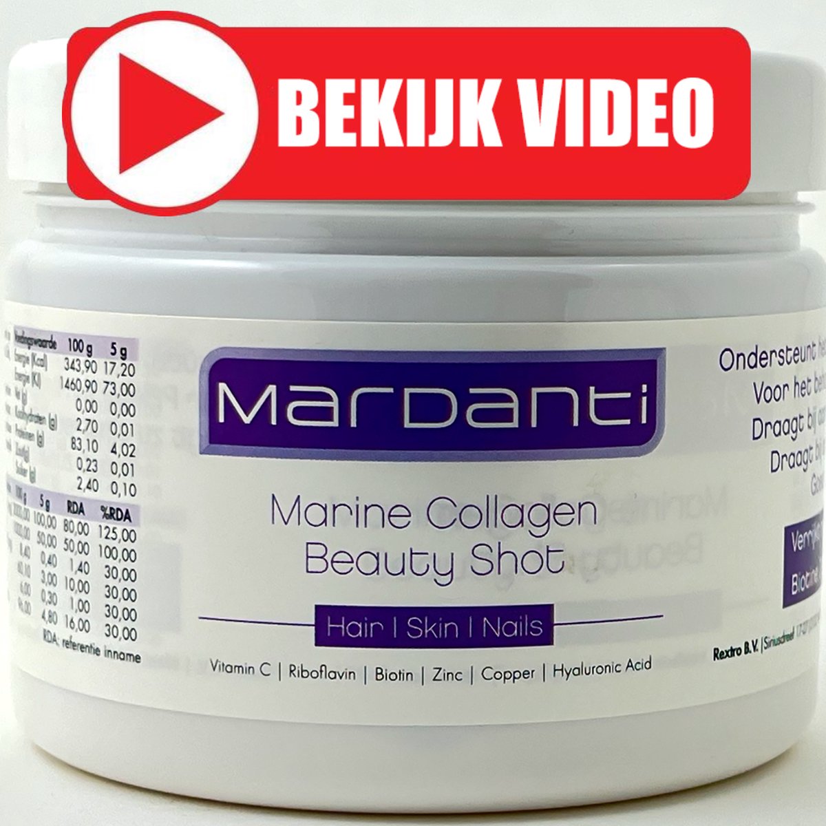 Collageen voor Dames | 100% natuurlijke collageen poeder tegen rimpels | Extra vitamine C | Beauty & Gezondheid