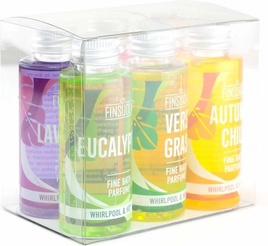 Finsuola Badparfum kadoset - Cadeau set -Bad Geur - Badolie - Badparfum - Relax - Parfum - Aroma voor bad - Spa - Whirlpools - Massagebad - Jacuzzi - Hottub - Finsuola - 6 geuren