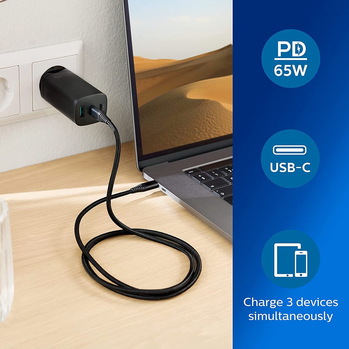 USB-wandlader, 48 W, compact, 6-poorts USB-laadstation, type-C 3,5 A