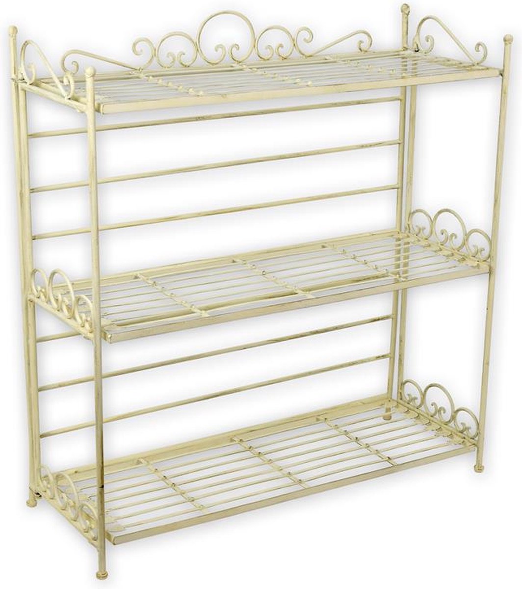 EEN 3 LAAGS IJZER ETAGERE, WIT, A 3 TIER IRON ETAGERE, WHITE