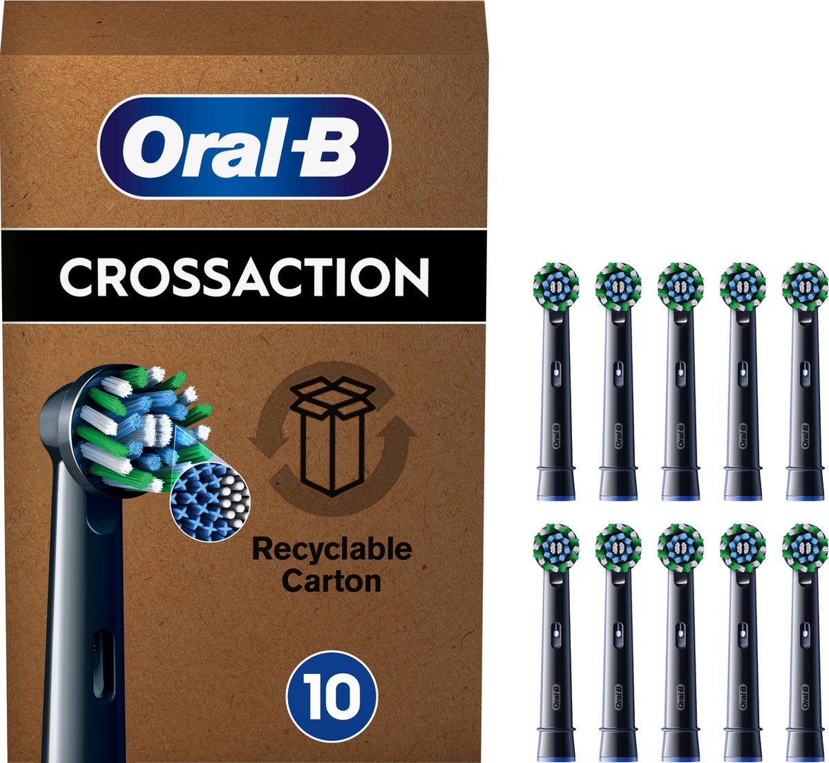Oral-B Cross Action Pro - Opzetborstels Zwart - Met CleanMaximiser Technologie - 10 Stuks - Brievenbusverpakking - Oral B