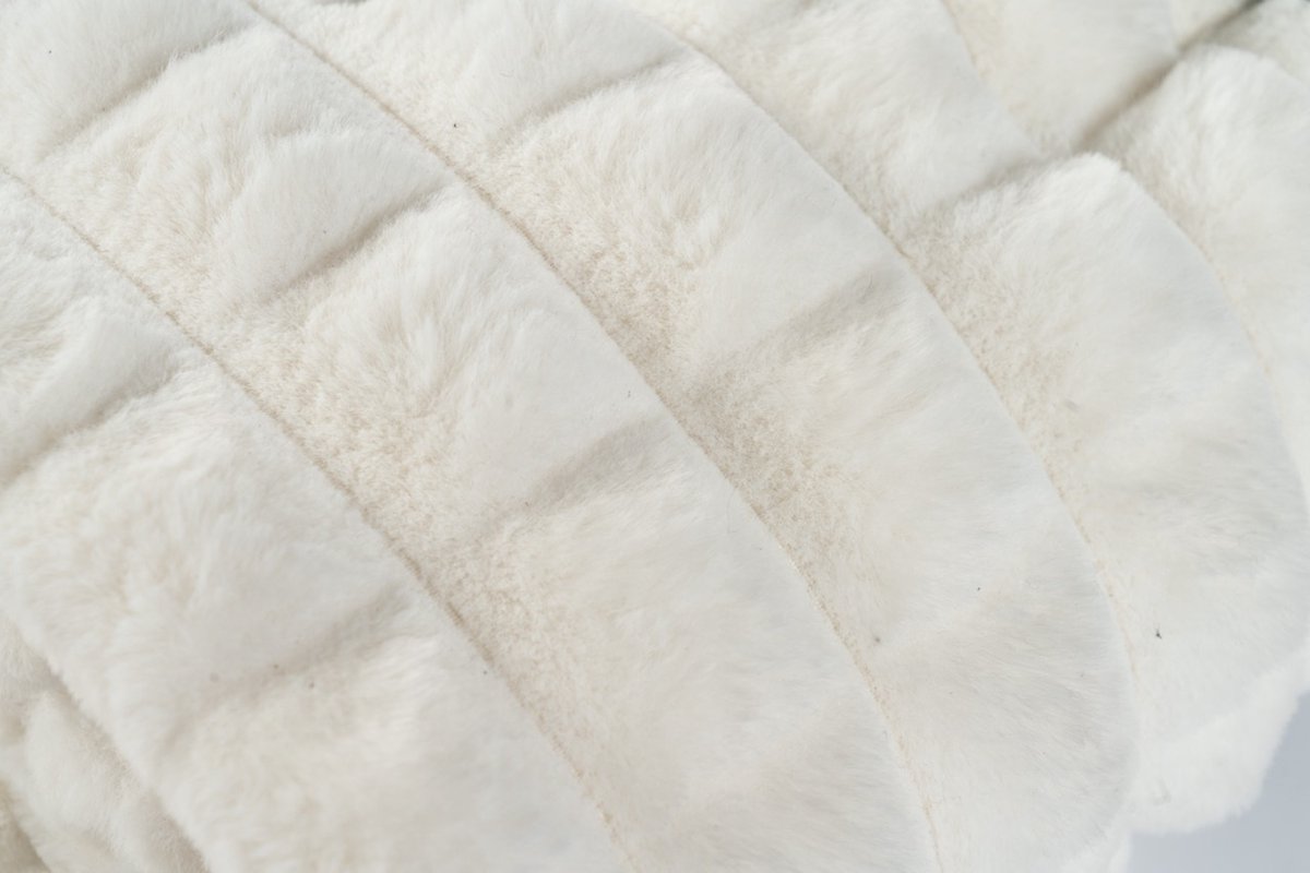 Lalee Harmony Fleece deken plaid zacht blokjes 3d furr bont plaid 150x200cm Ivoor gebroken wit