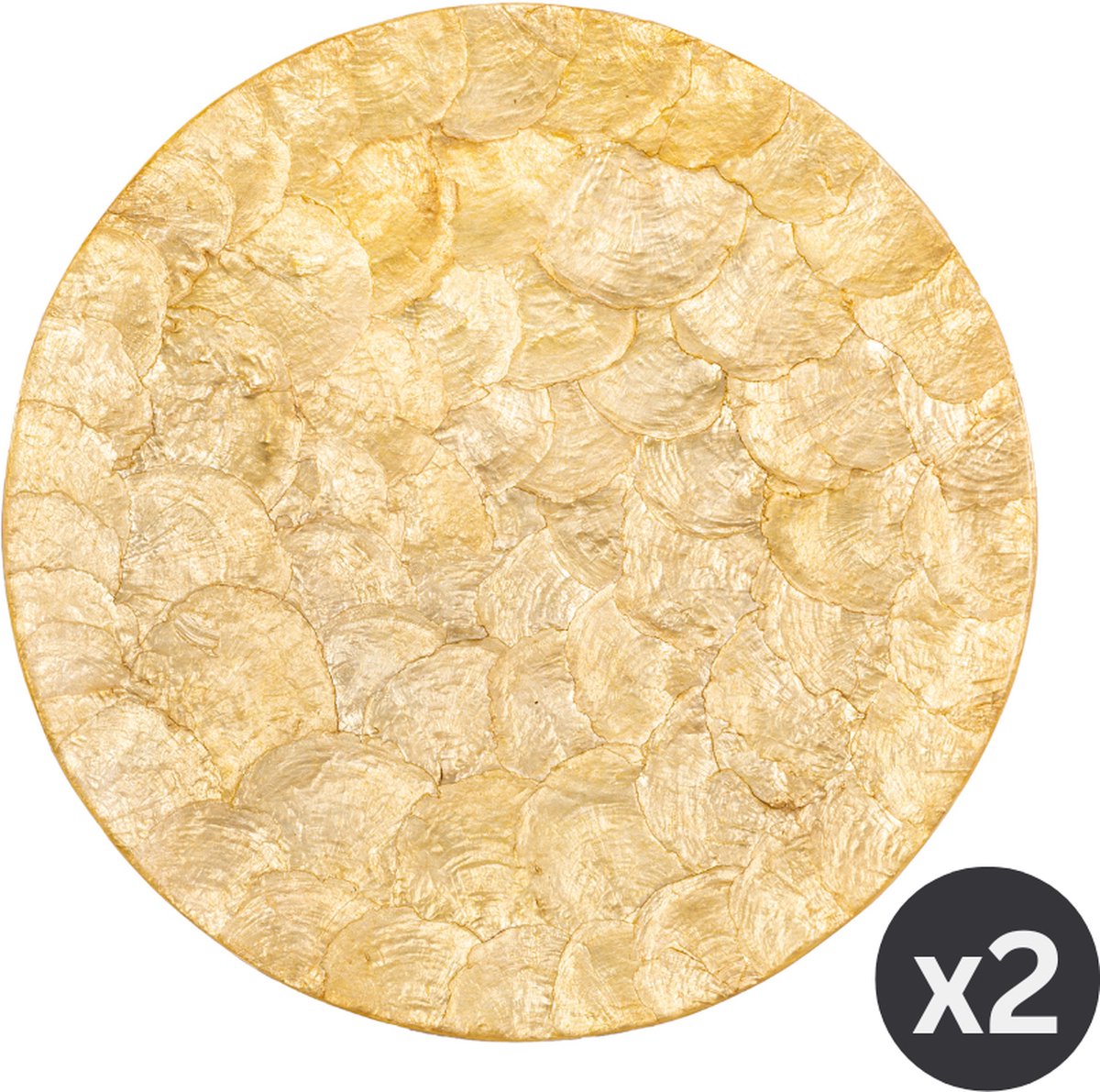 Placemat SHELL, rond, dia 38 cm, goud, SET/2
