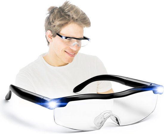 Vergrootglas Bril - Loepbril met LED verlichting - Vergrootbril - Incl. Opberghoes!
