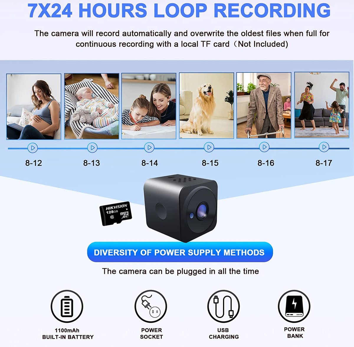 Mini Spy Camera, HD 1080P Draadloze Verborgen Camera Videocamera Kleine Nanny Cam met Nachtzicht en Beweging Geactiveerd Binnengebruik Beveiligingscamera's Surveillance Cam voor Auto Home Office
