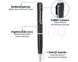 Spy Pen. Pen met verborgen spionage camera. FullHD, tot 512GB geheugen d.m.v. MicroSD
