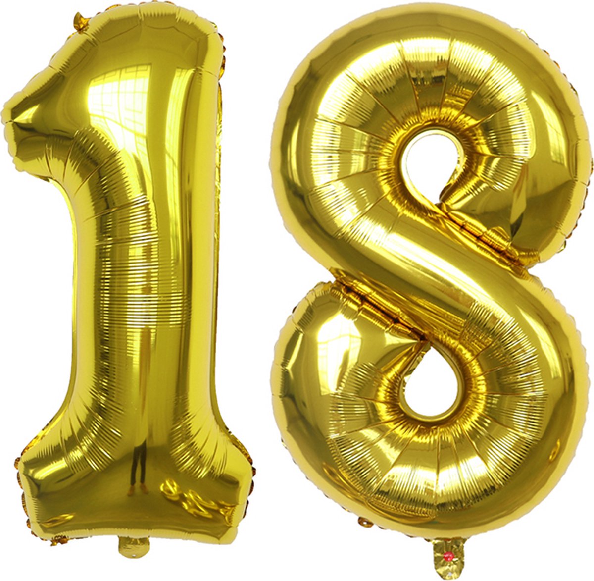 Folie Ballonnen XL Cijfer 18 , Goud, 2 stuks, 86cm, Verjaardag, Feest, Party, Decoratie, Versiering