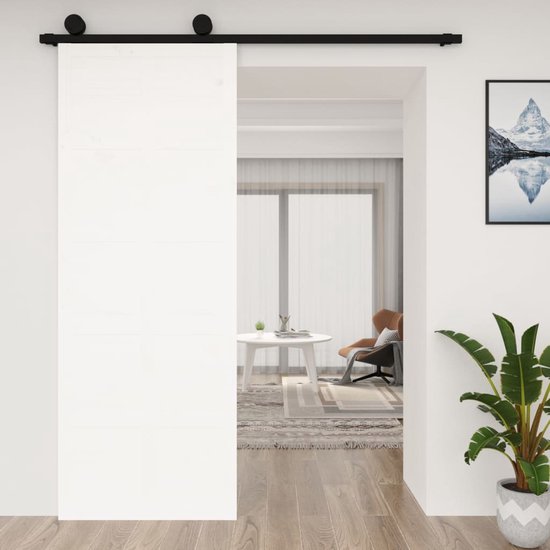 Furniture Limited - Porte coulissante 80x1,8x214 cm bois de pin massif  blanc | bol