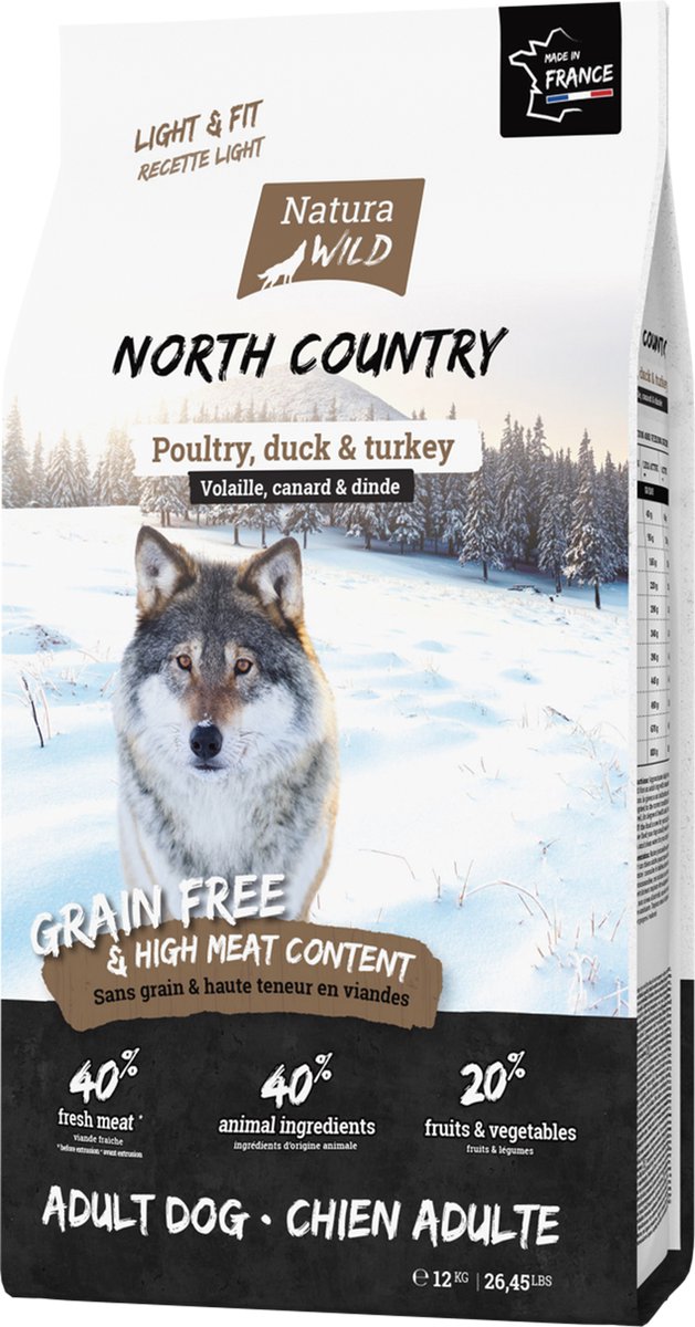 Natura Wild Natura Wild North Country - Graanvrije Hondenvoeding voor gesteriliseerde honden - 12kg