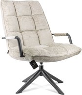 Vtw Living - Luxe Draaifauteuil met Armleuning - Stof - metaal - Fauteuil Stoel - Zand - 100 cm hoog