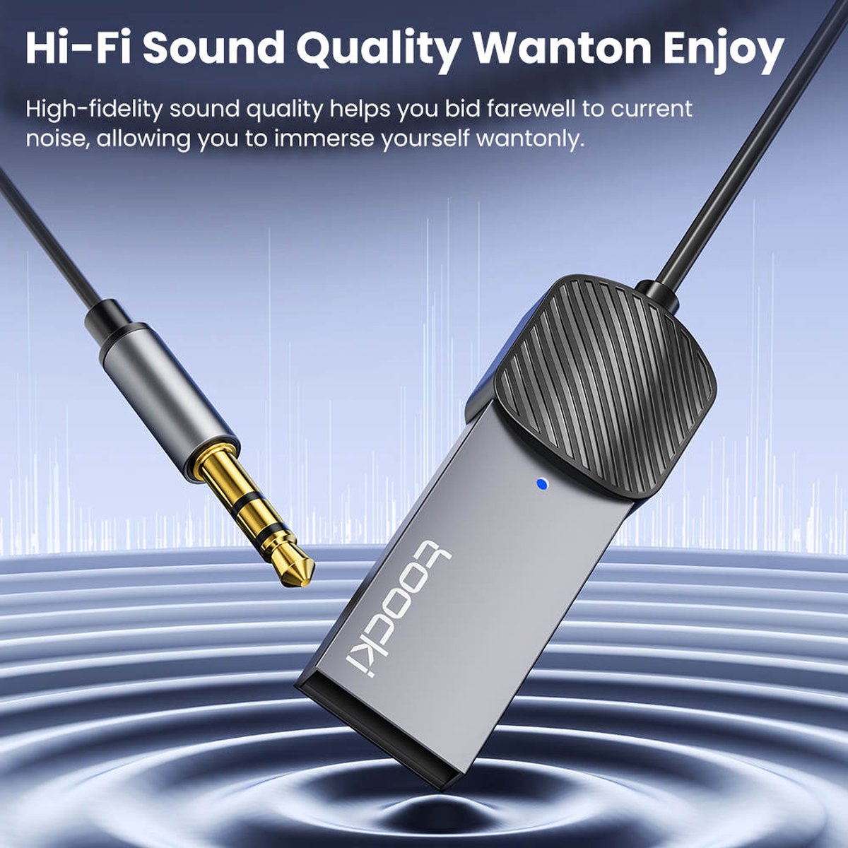 Toocki Hoge Kwaliteit USB 2.0 BT 5.0 bluetooth USB naar 3.5mm Jack Audio voor Auto Ontvanger- transmitter Aux Draadloze Muziek Ontvanger draadloos hands free bellen Ingebouwde microfoon Carkit kleur grijs