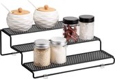 3 Tier Spice Rack Organizer voor Keukenkast/Badkamer/Bureau, Zwart Moderne Pantry Keuken Aanrecht Stand 3 Stap Spice Plank