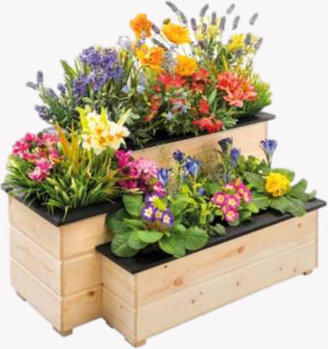 Terra Garden - Plantenbak voor Buiten - Moestuinbak - Bloembak - Bloempot - Set van 3 - 90x62x40